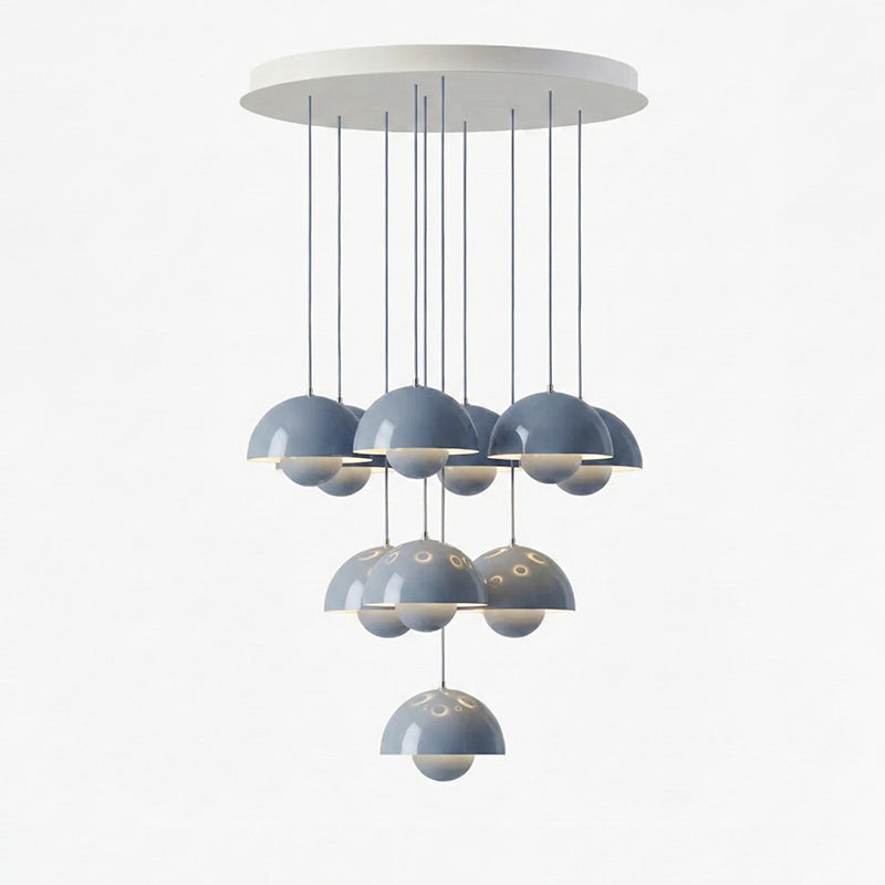 Duo Dome Ten-Light Chandelier, second finish close up