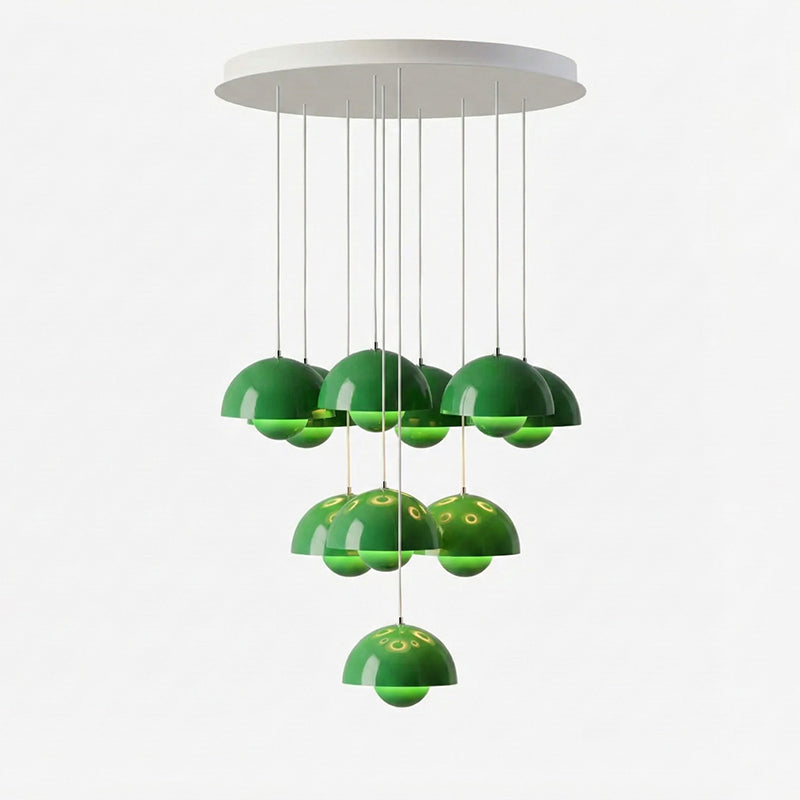 Duo Dome Ten-Light Chandelier, second shade interior detail