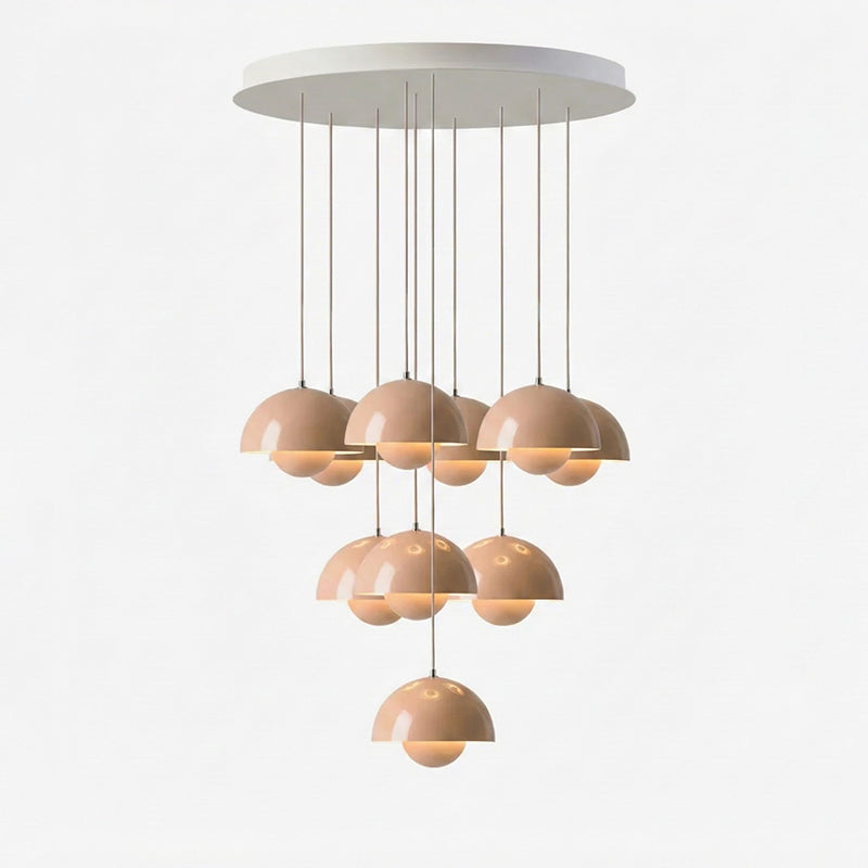 Duo Dome Ten-Light Chandelier, lit in a styled room 2