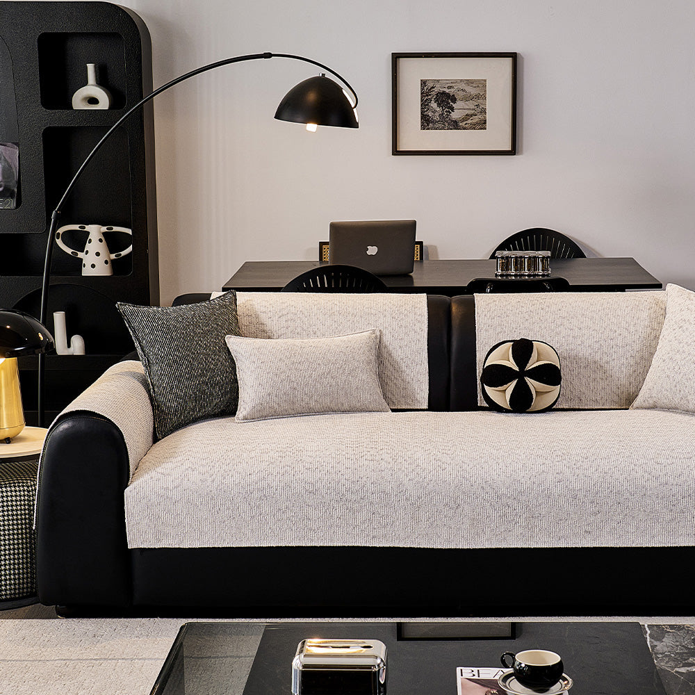 Elevated Texture Chenille Non-Slip Sofa Cover, second top down view