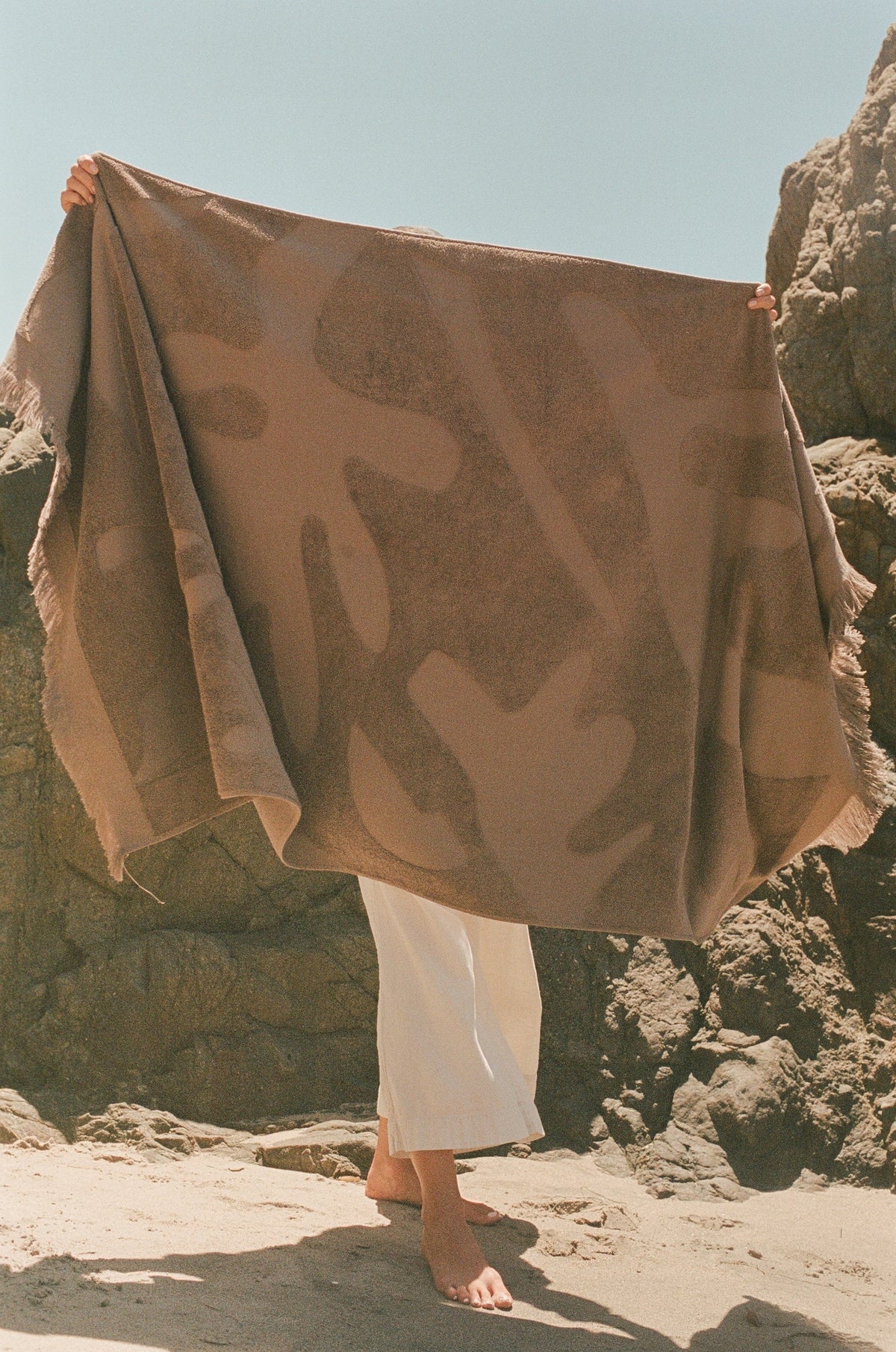 Espresso Woven Beach Towel, woven pattern detail