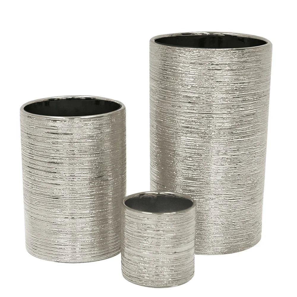 Etched Metallic Silver Collection, styled on a shelf