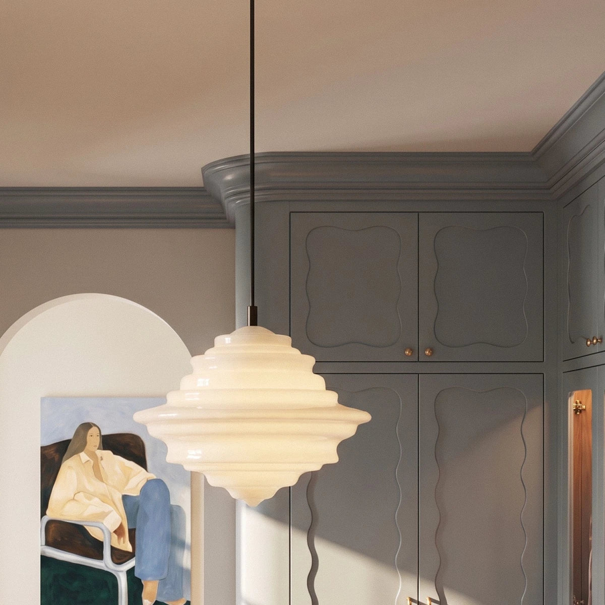 Fadl Metal Pendant Light, second shade and diffuser detail