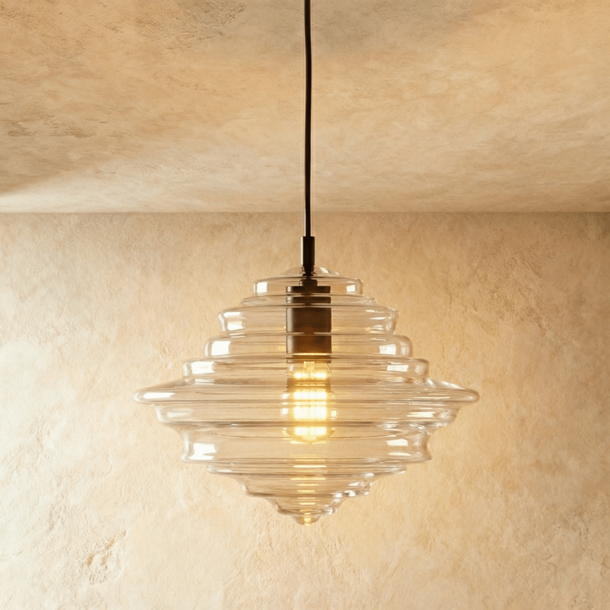 Fadl Metal Pendant Light, unlit profile view