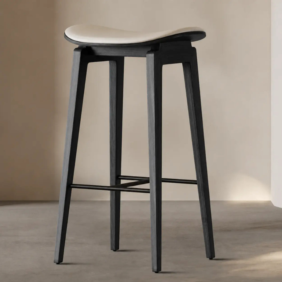 Faux Leather Counter Stool with Footrest and Wood Frame