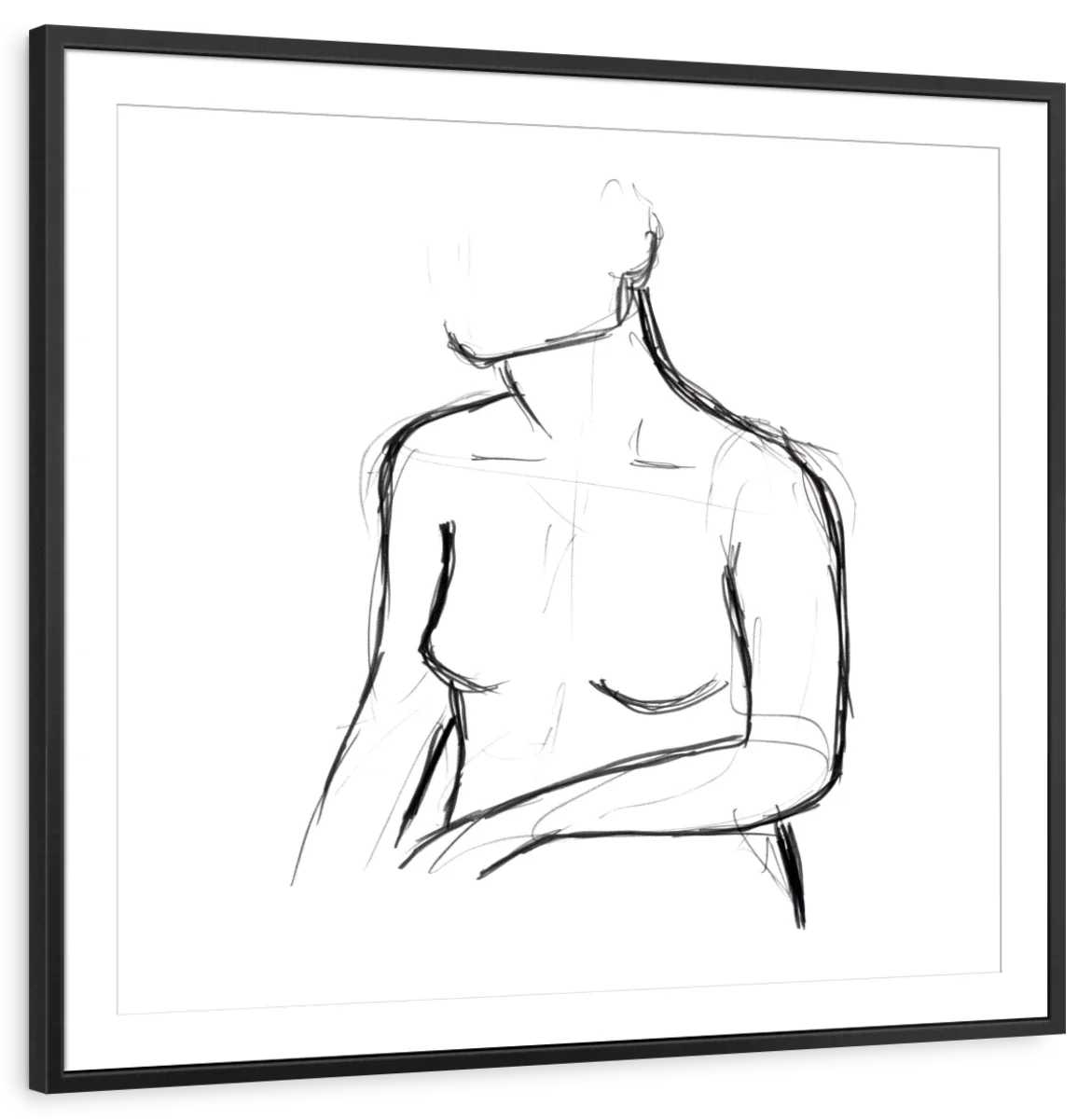 Female Torso Sketch Wall Art, colour and tone detail