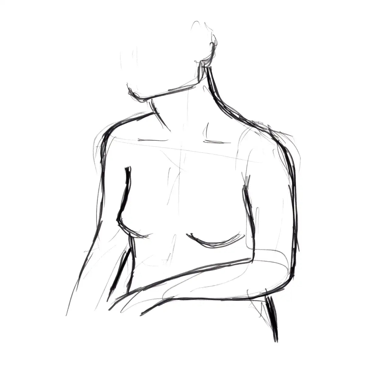 Female Torso Sketch Wall Art, held for scale