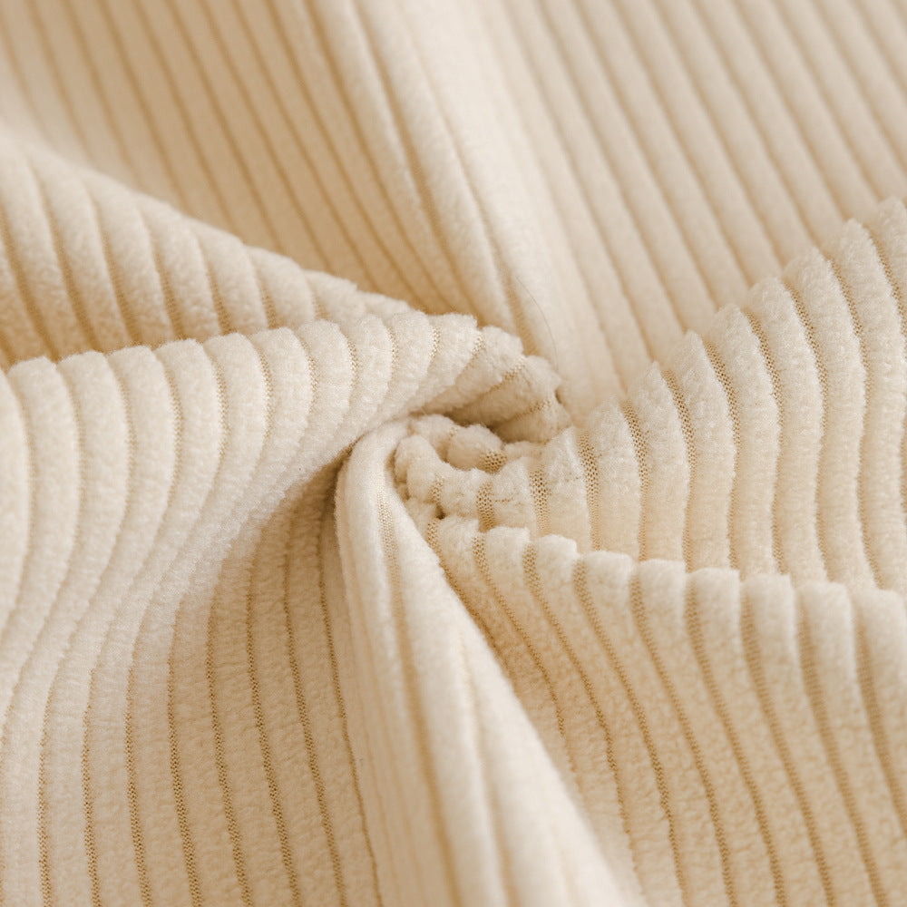 Fine-Ribbed Corduroy Sofa Slipcover, second draped and styled view
