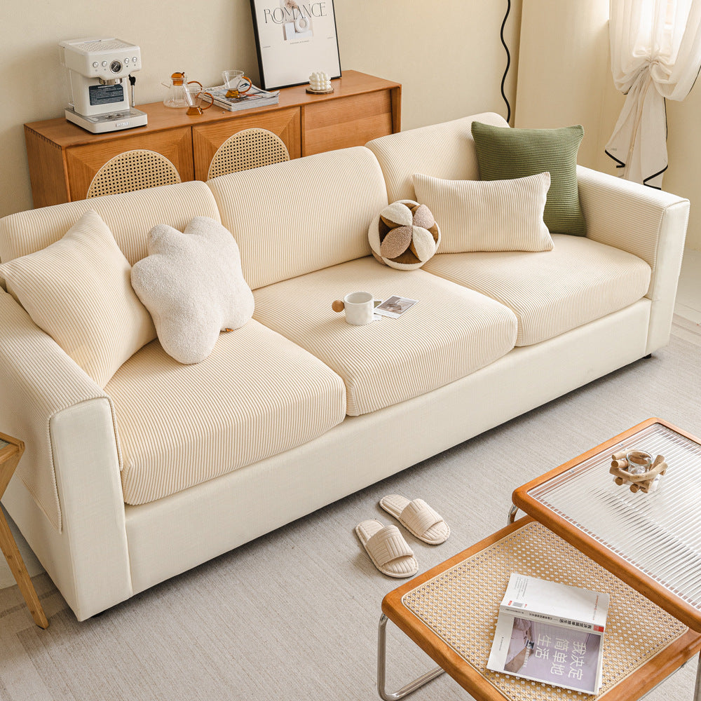 Fine-Ribbed Corduroy Sofa Slipcover, second folded detail