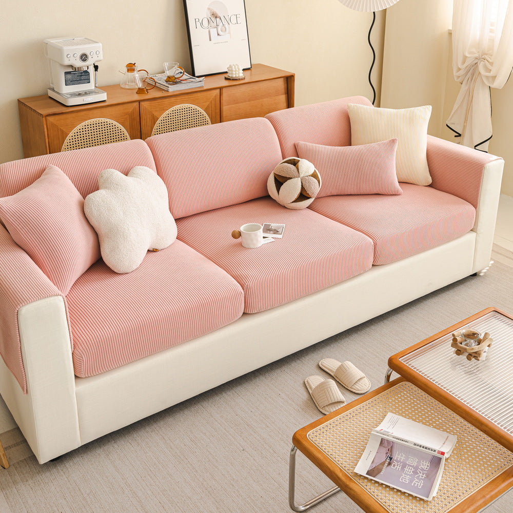 Fine-Ribbed Corduroy Sofa Slipcover, second full flat lay view