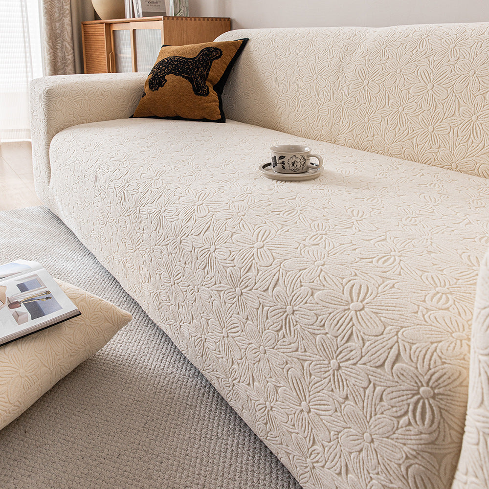 Floral Jacquard Sofa Slipcover, second draped and styled view
