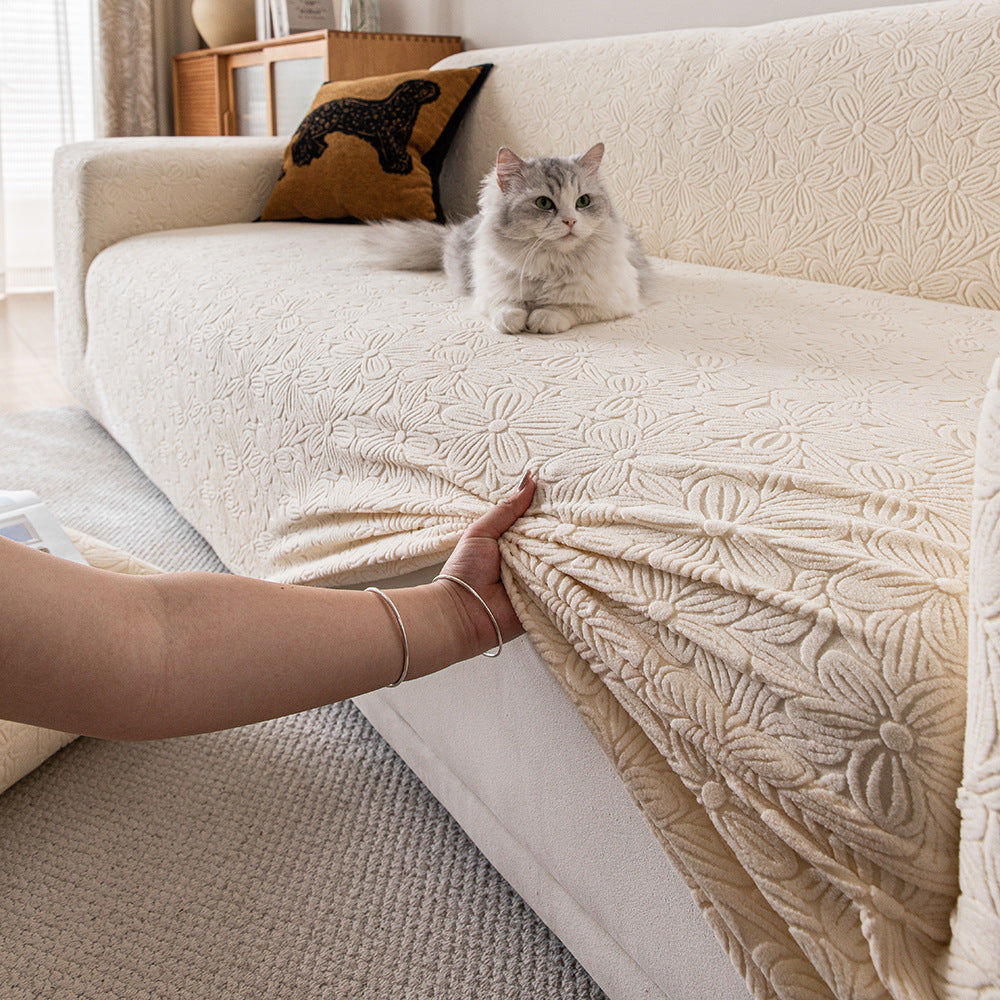 Floral Jacquard Sofa Slipcover, second folded detail