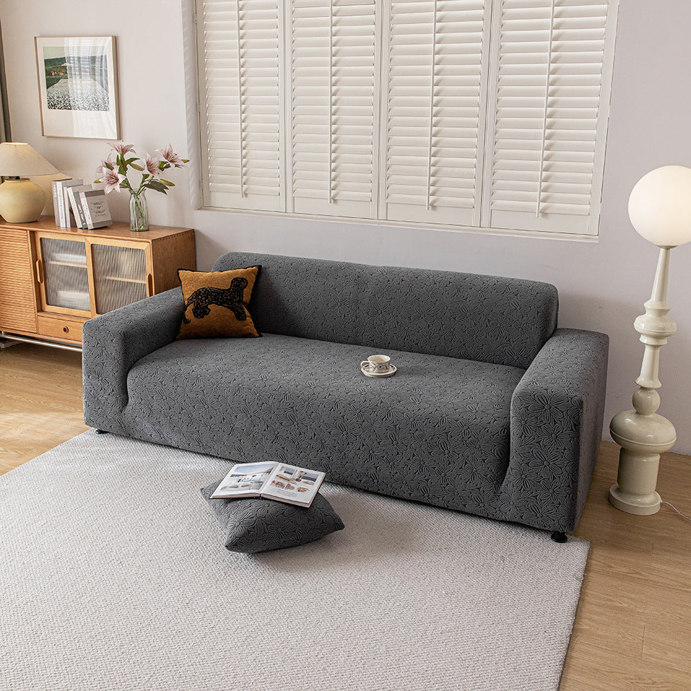 Floral Jacquard Sofa Slipcover, corner and seam detail