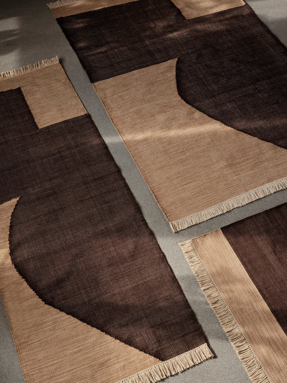 Forene Natural Fibre Rug, Tan/Chocolate, pile and weave texture close up