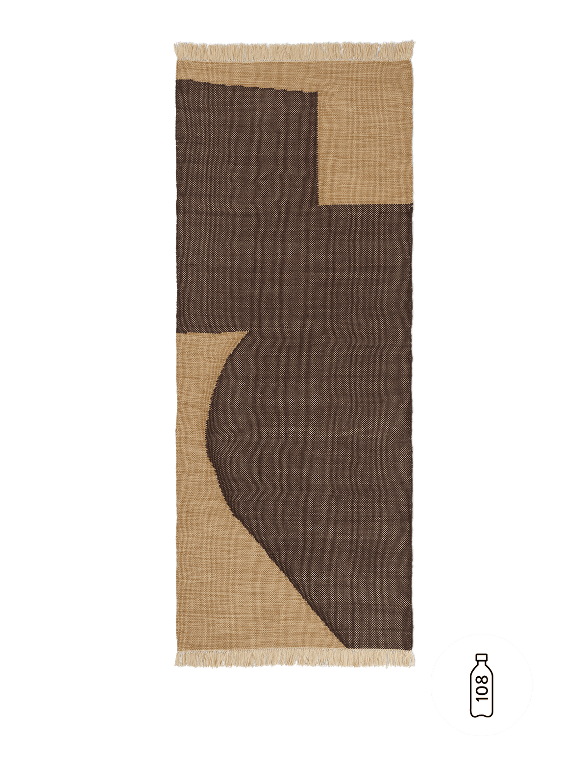 Forene Natural Fibre Runner, Tan/Chocolate, full rug laid flat