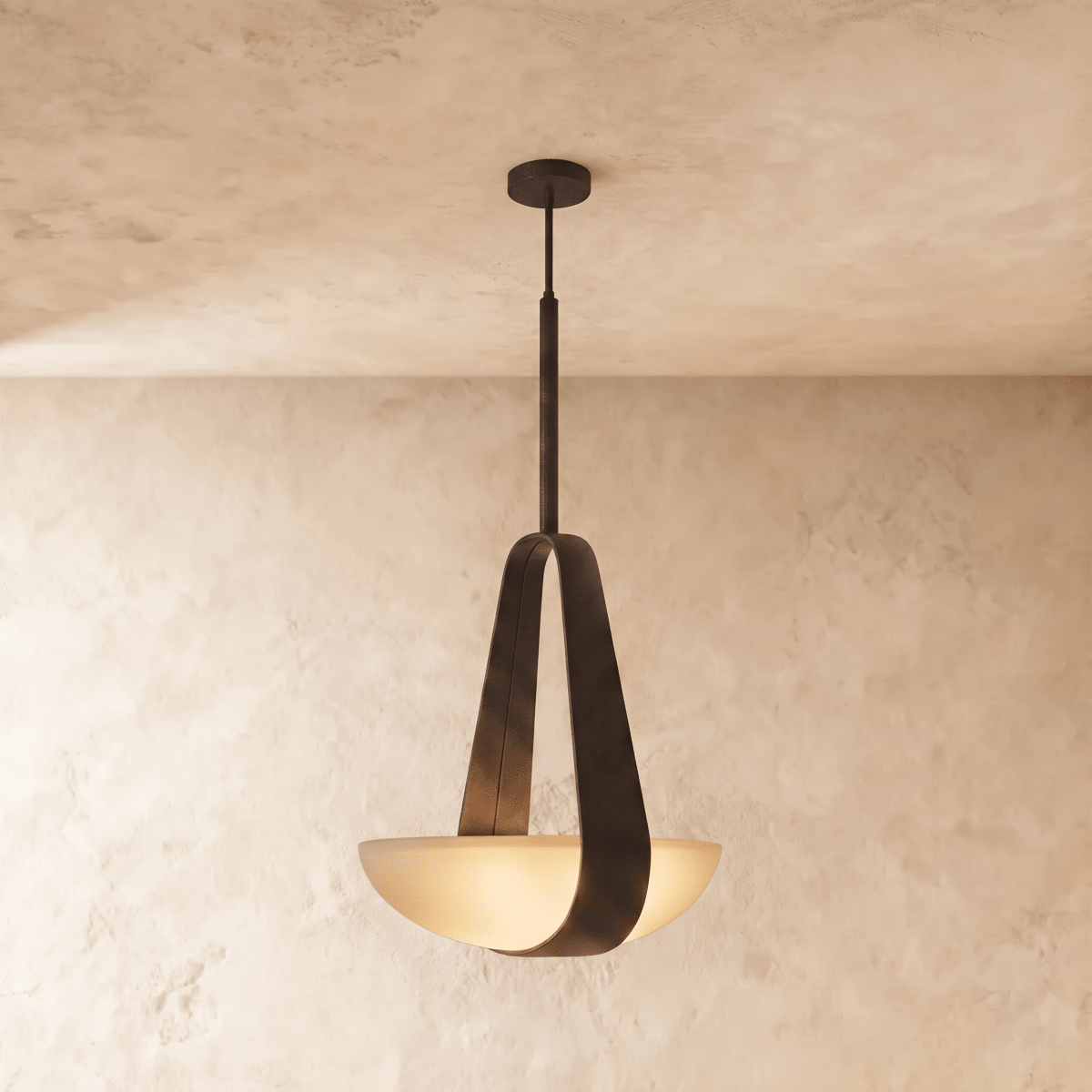 Fune Metal Pendant Light, full fixture front view