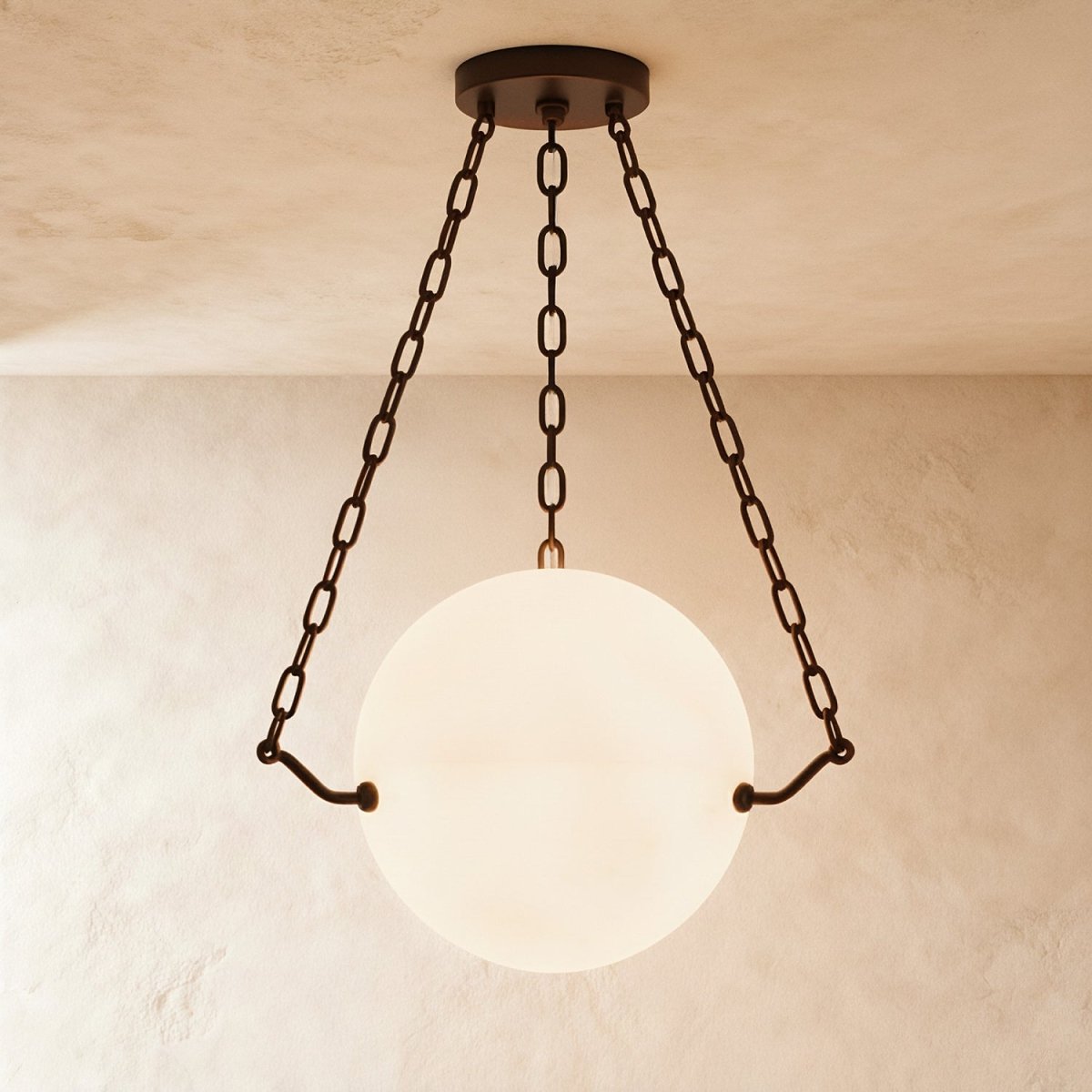 Globus Alabaster Pendant Light, full fixture front view