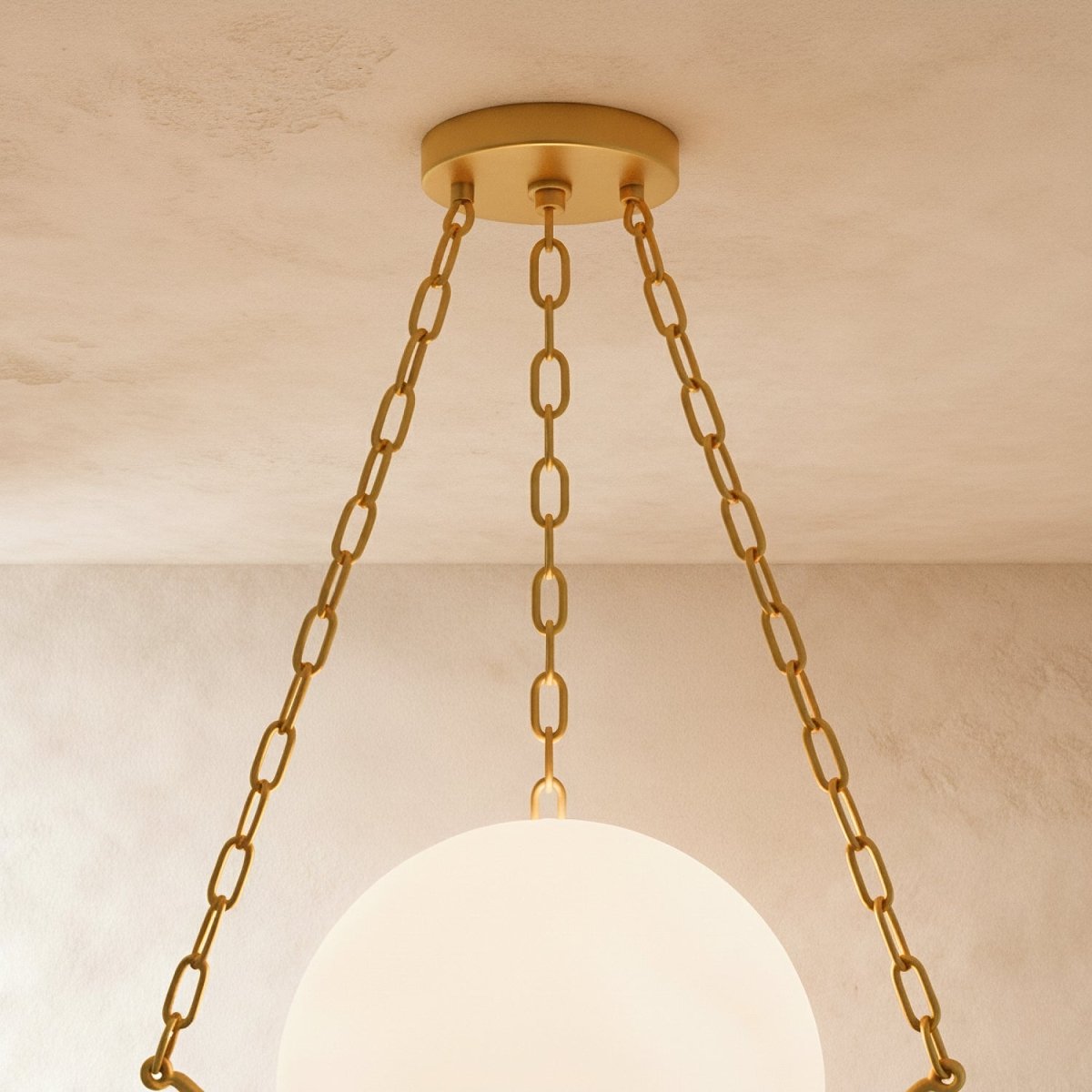 Globus Alabaster Pendant Light, unlit profile view