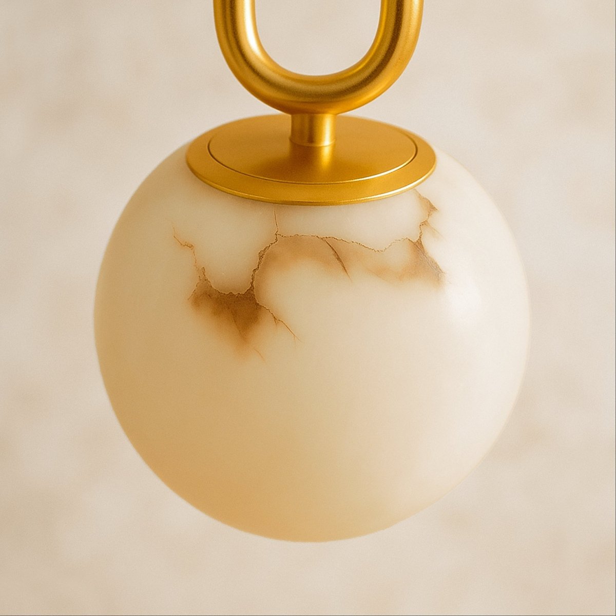 Gong Alabaster Pendant Light, cord and ceiling canopy detail