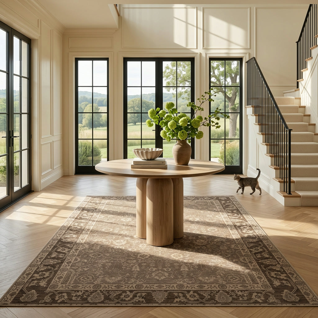 Heirloom Traditional Rug, styled on a bed