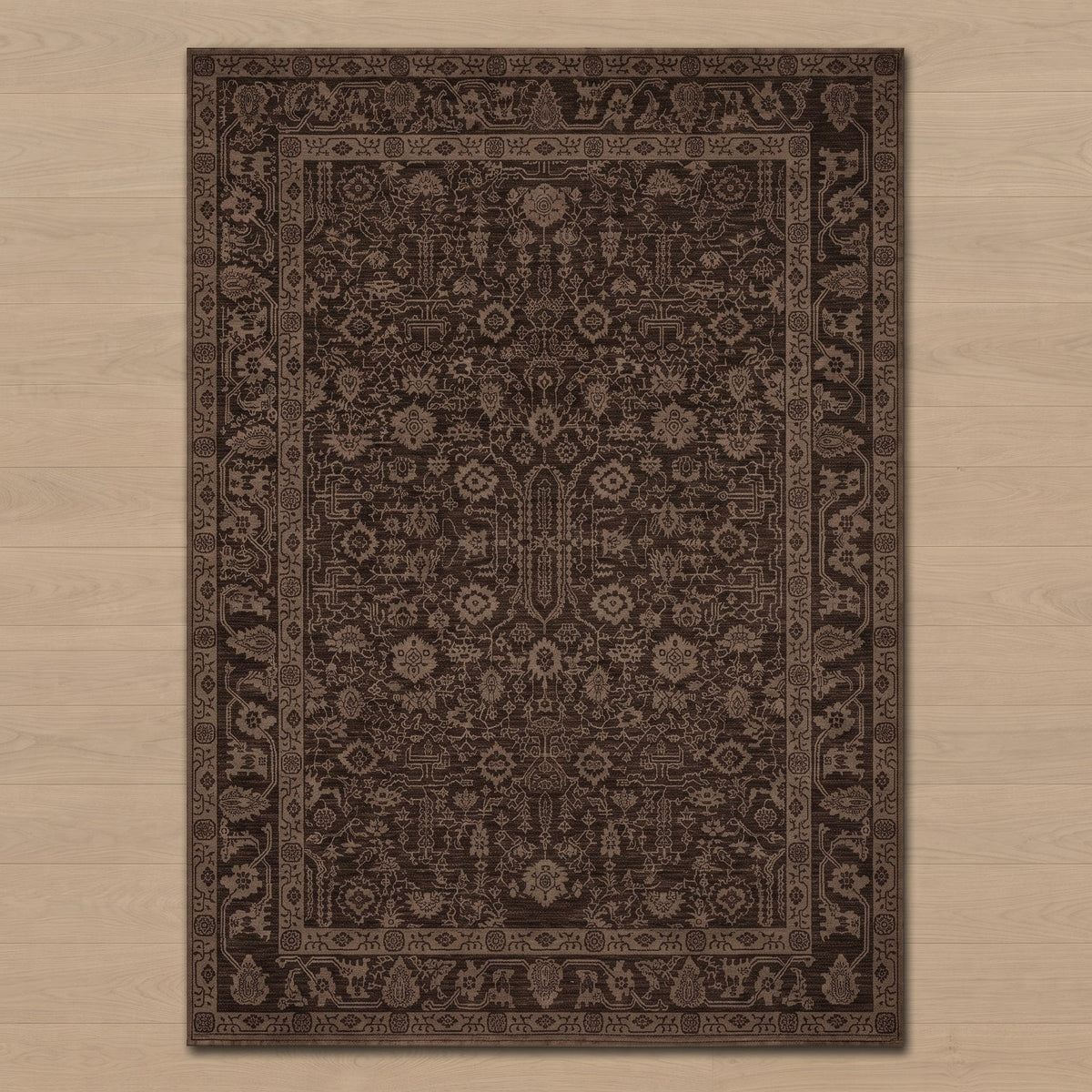 Heirloom Traditional Rug, styled on a sofa (2)