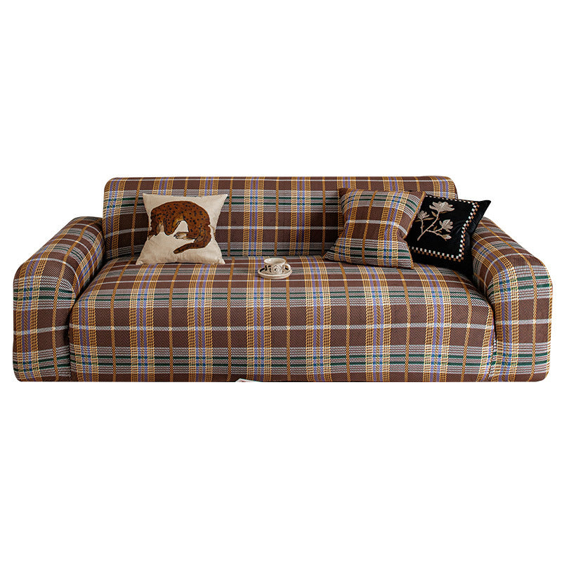 Heritage Plaid Velvet Sofa Slipcover, styled in a living space