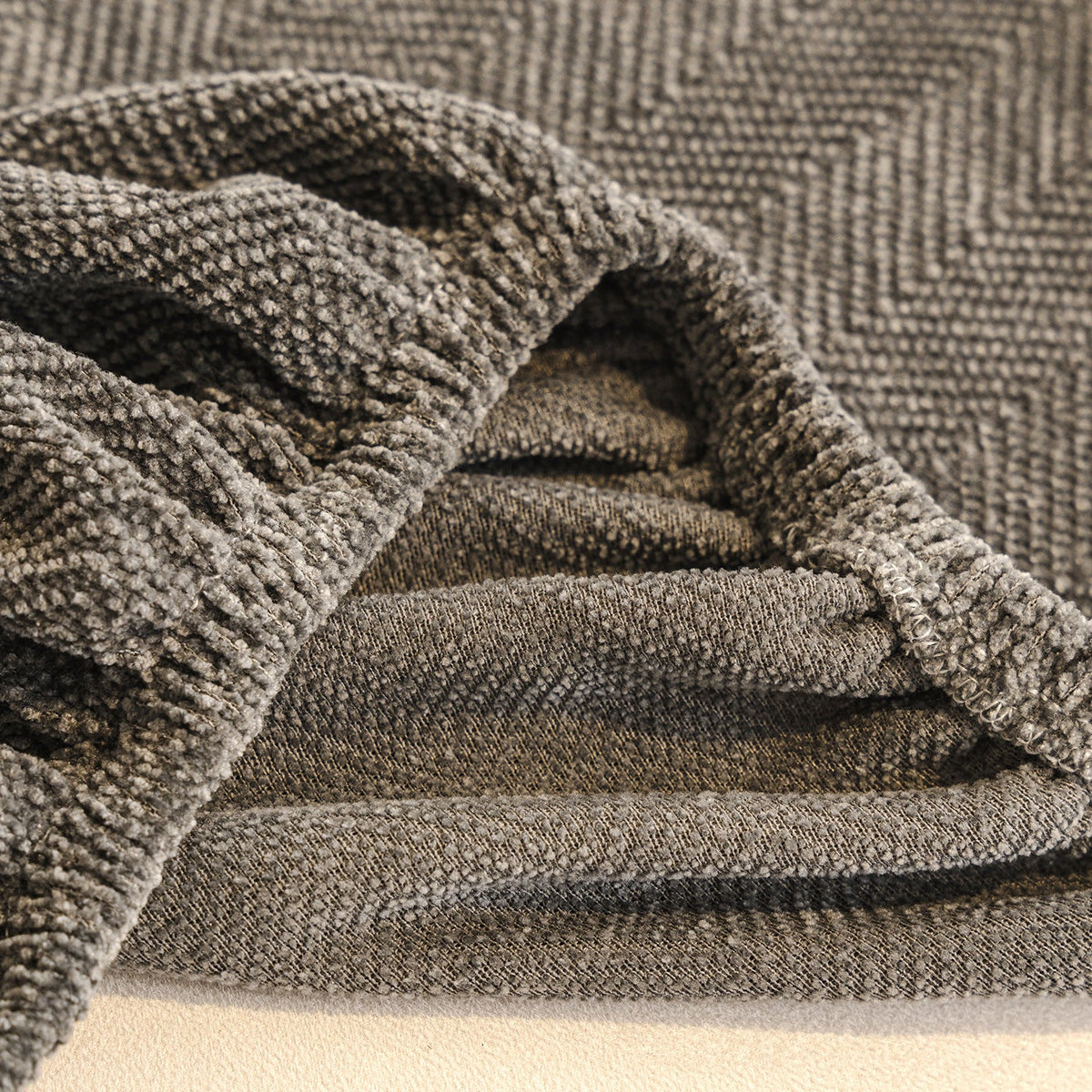 Herringbone Chenille Sofa Slipcover, full flat lay view