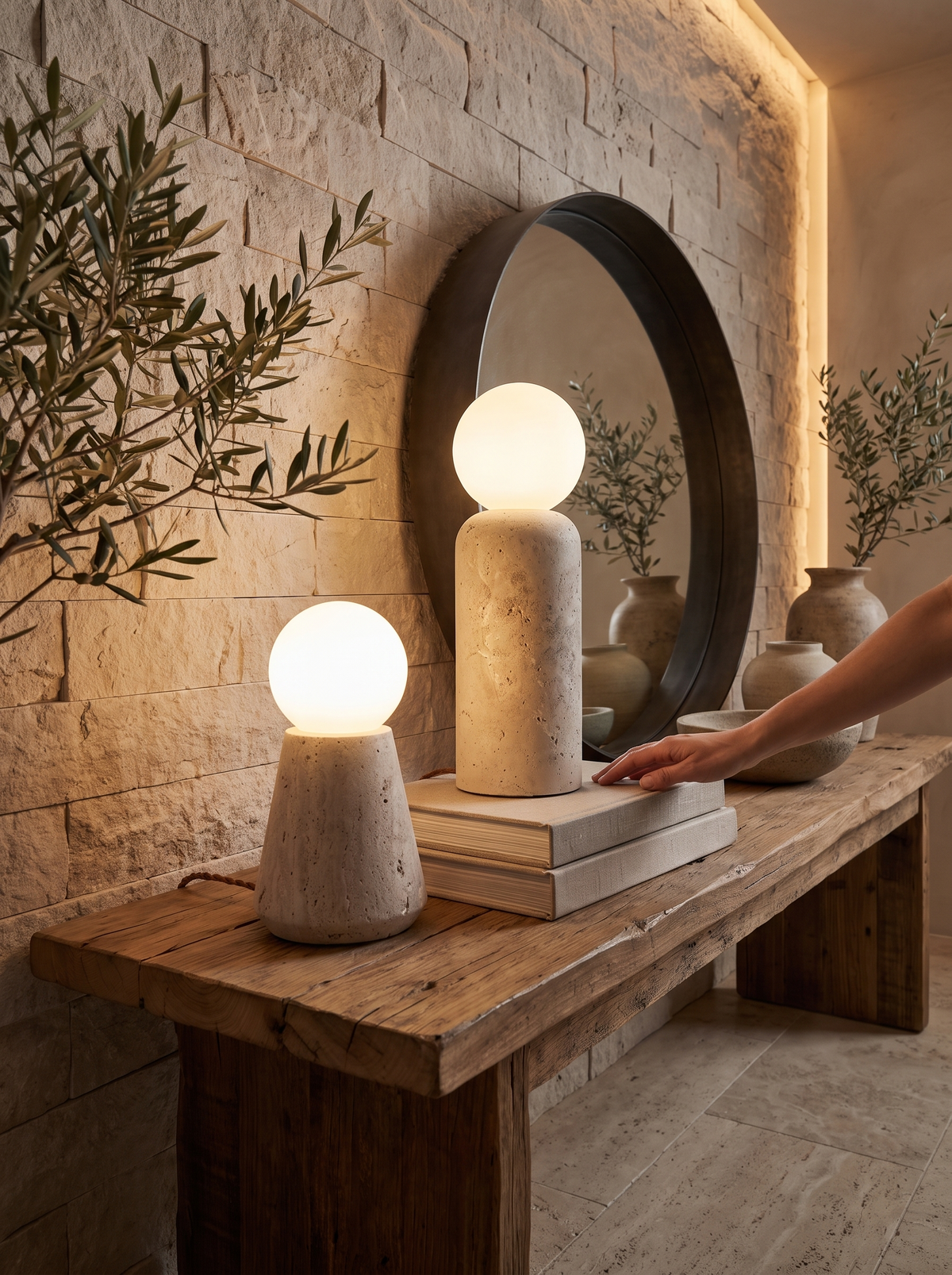 Alvaer Travertine Table Lamp lifestyle 3