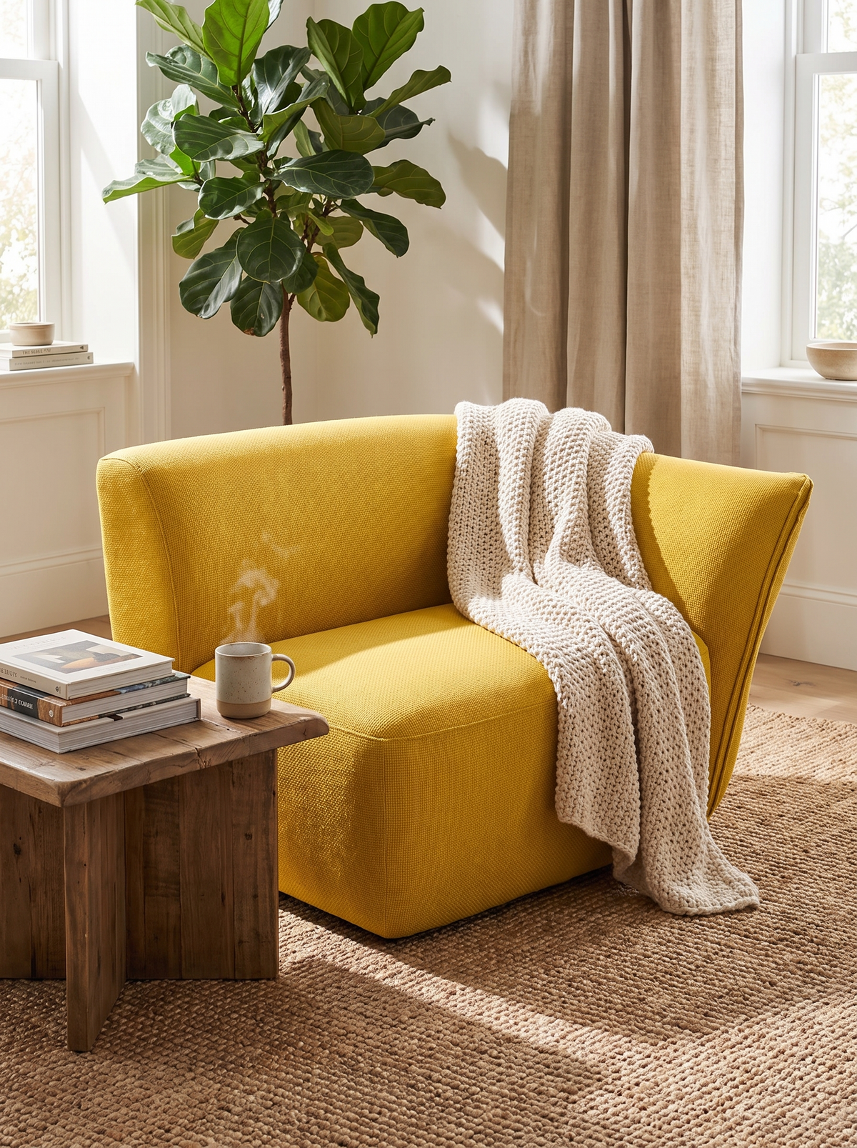 Modular Corner 1 Seater Sofa PETALS texture lifestyle