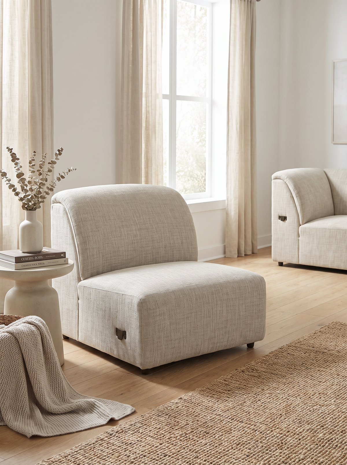 LUNAR armless sofa clean detailing lifestyle