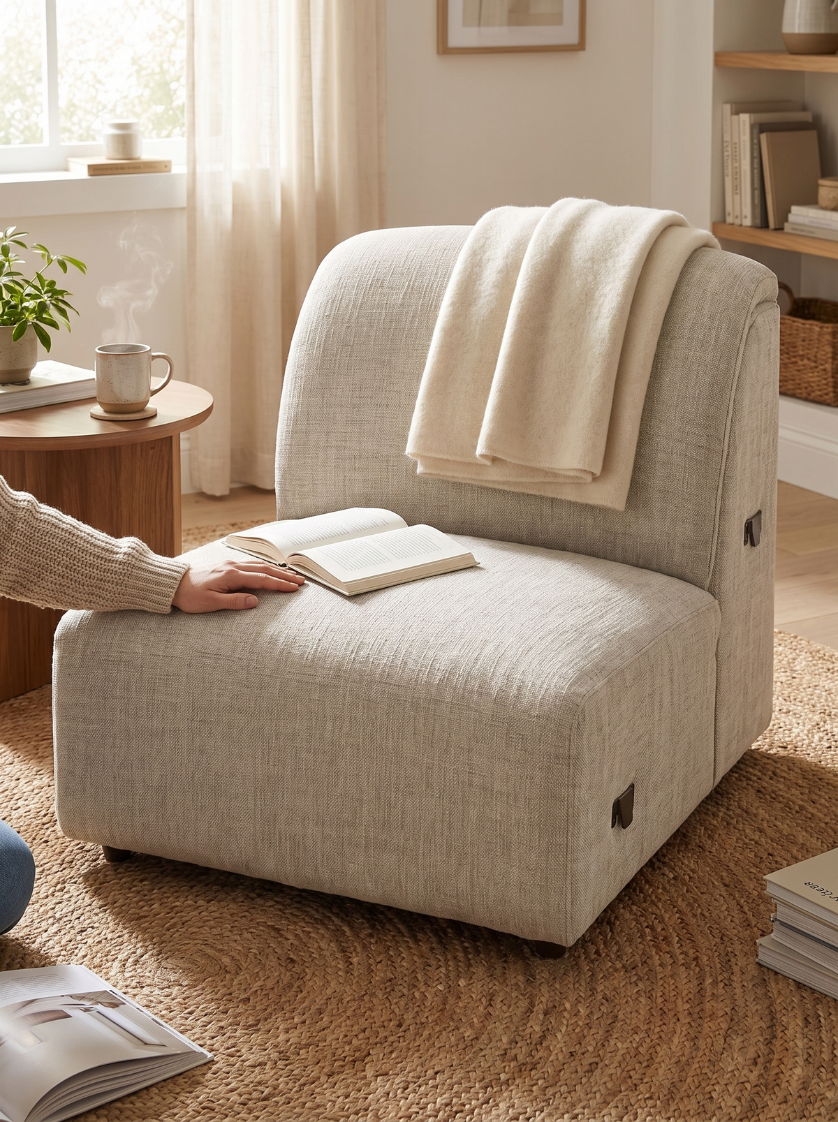 LUNAR armless sofa wide seat lifestyle