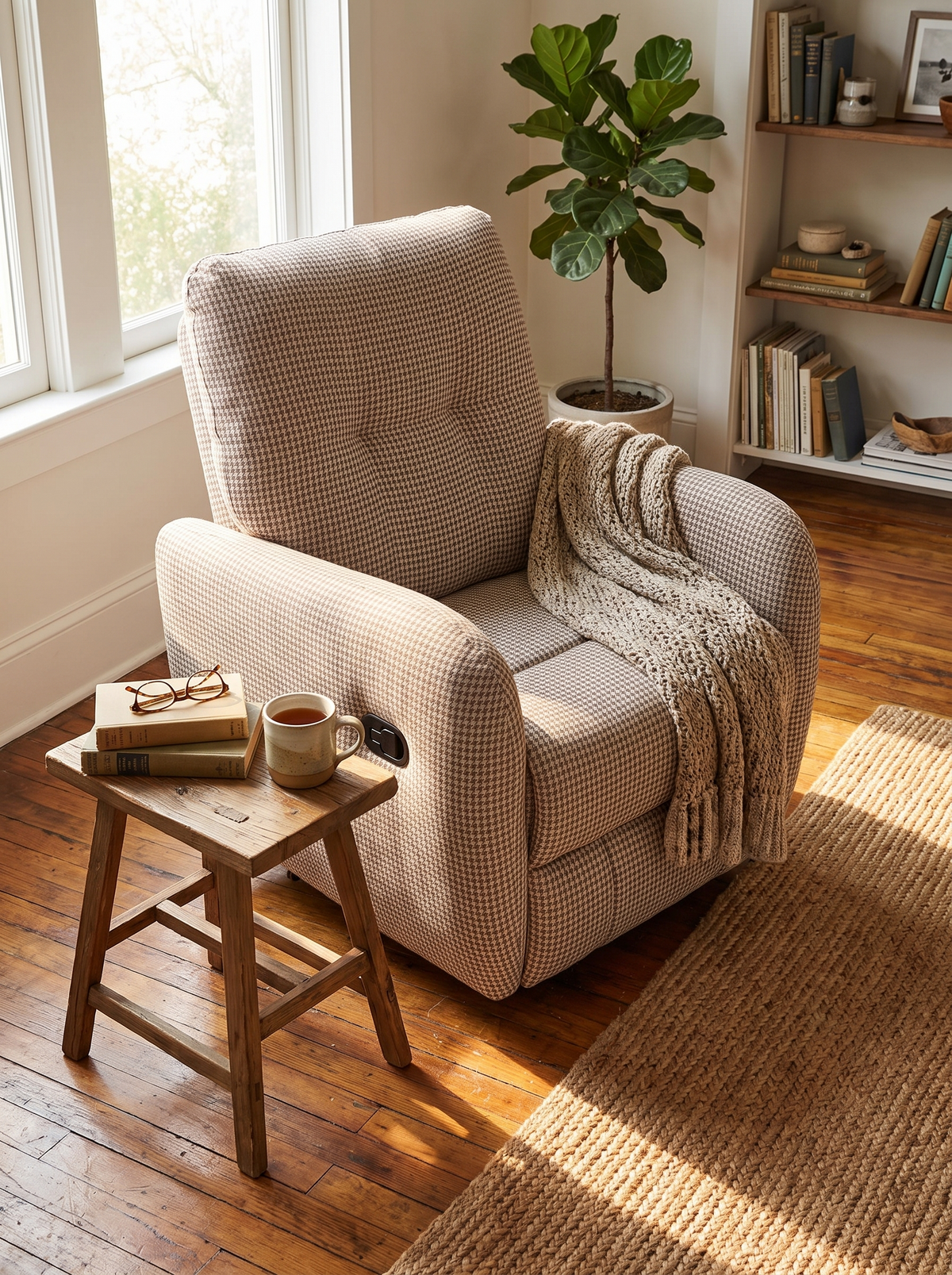LIBERTY recliner houndstooth fabric lifestyle