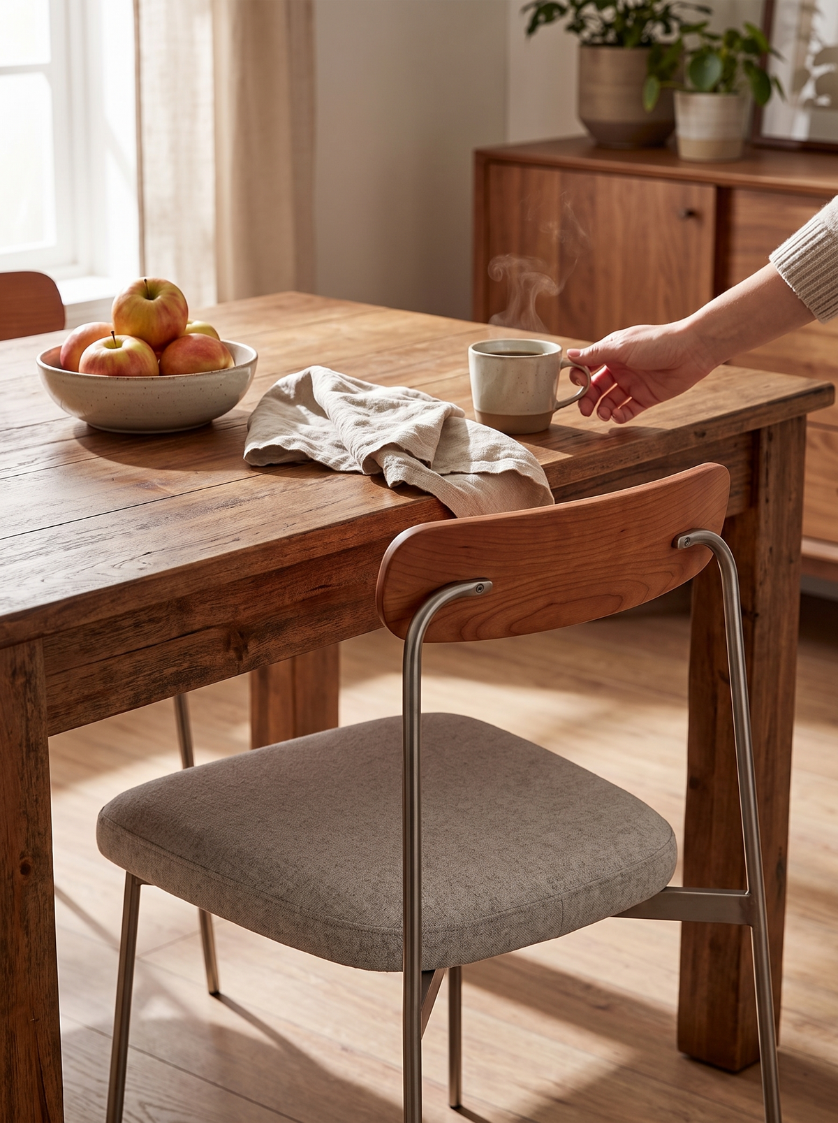WIENER cherry dining chair wood grain lifestyle