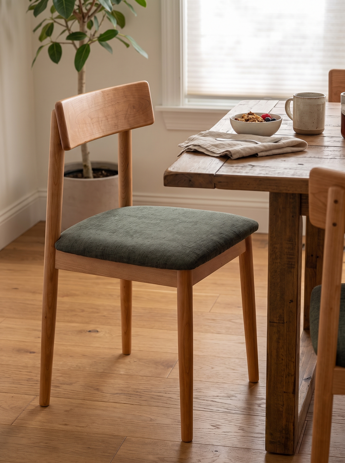 GREEN cherry weave dining chair woven seat lifestyle