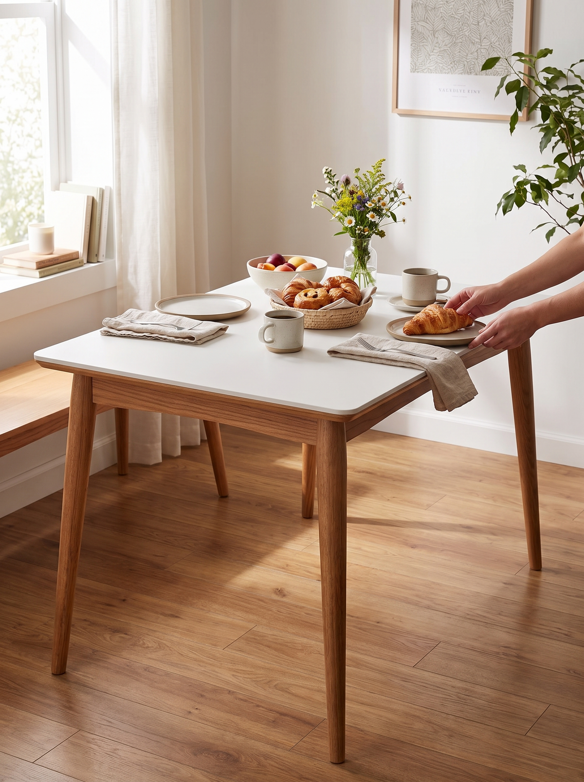 GREEN dining table oak legs lifestyle
