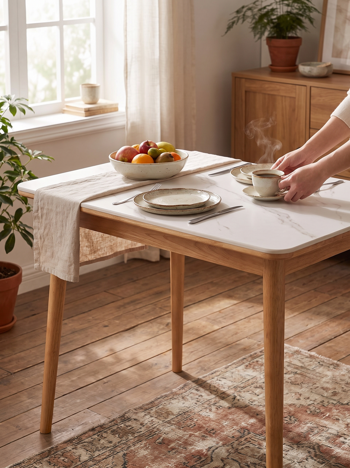 ROWAN dining table stone surface lifestyle