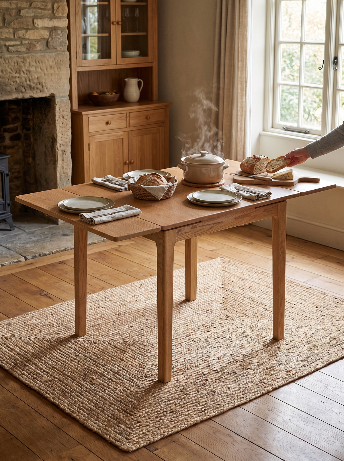 EXTENDRA dining table oak construction lifestyle