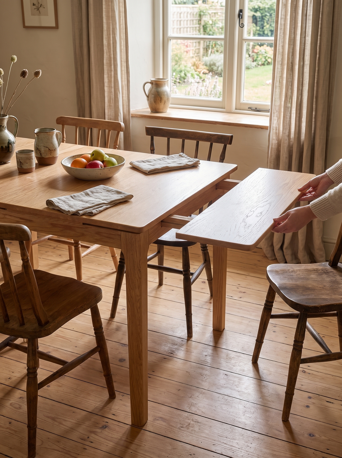 EXTENDRA dining table adjustable length lifestyle