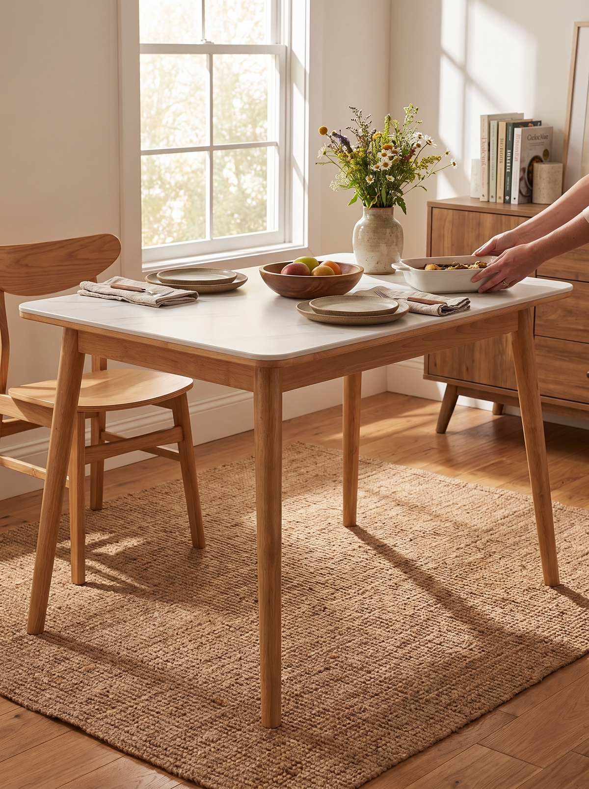 ROWAN dining table wood support lifestyle
