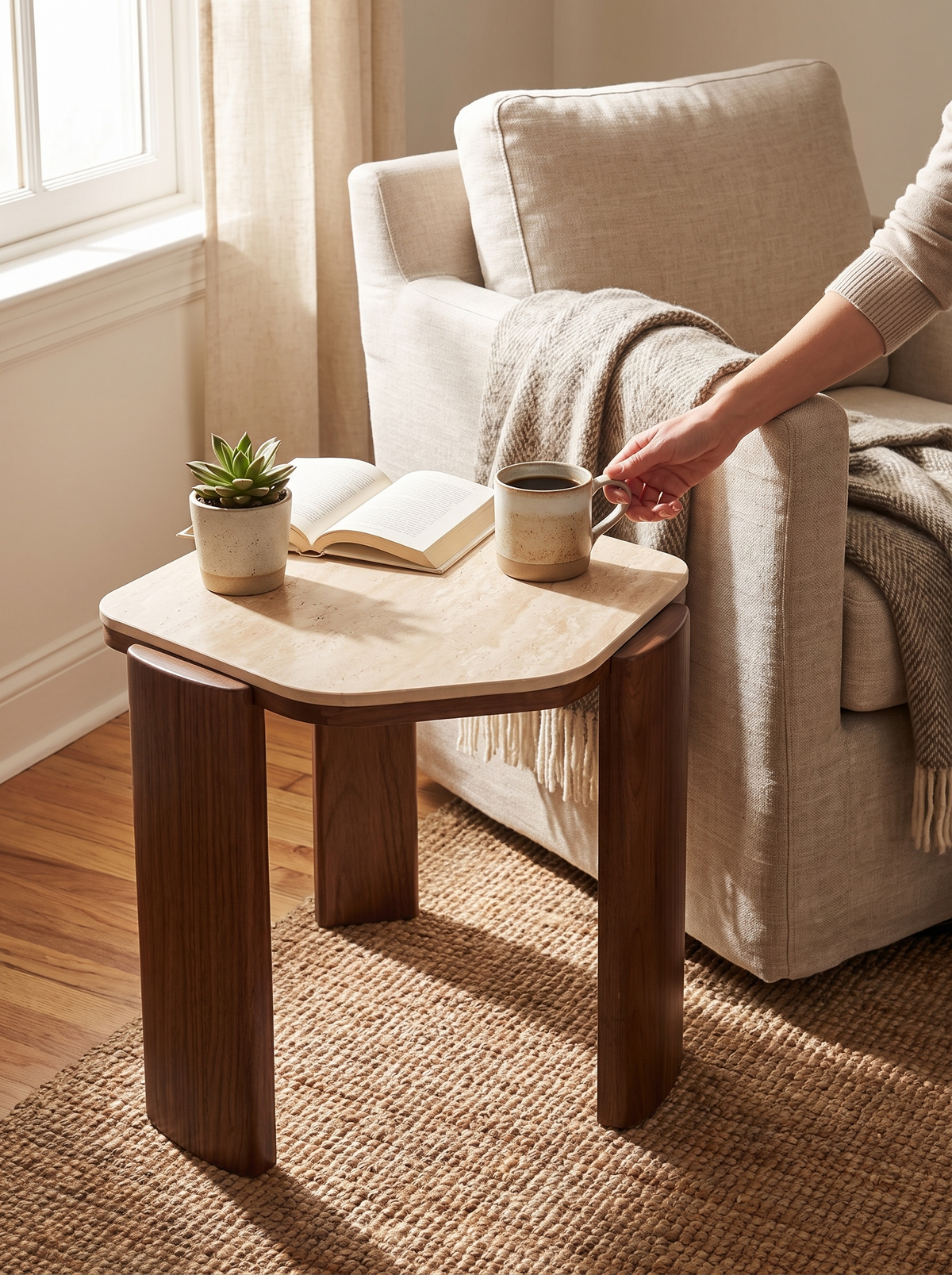 SILENCE coffee table set walnut legs lifestyle