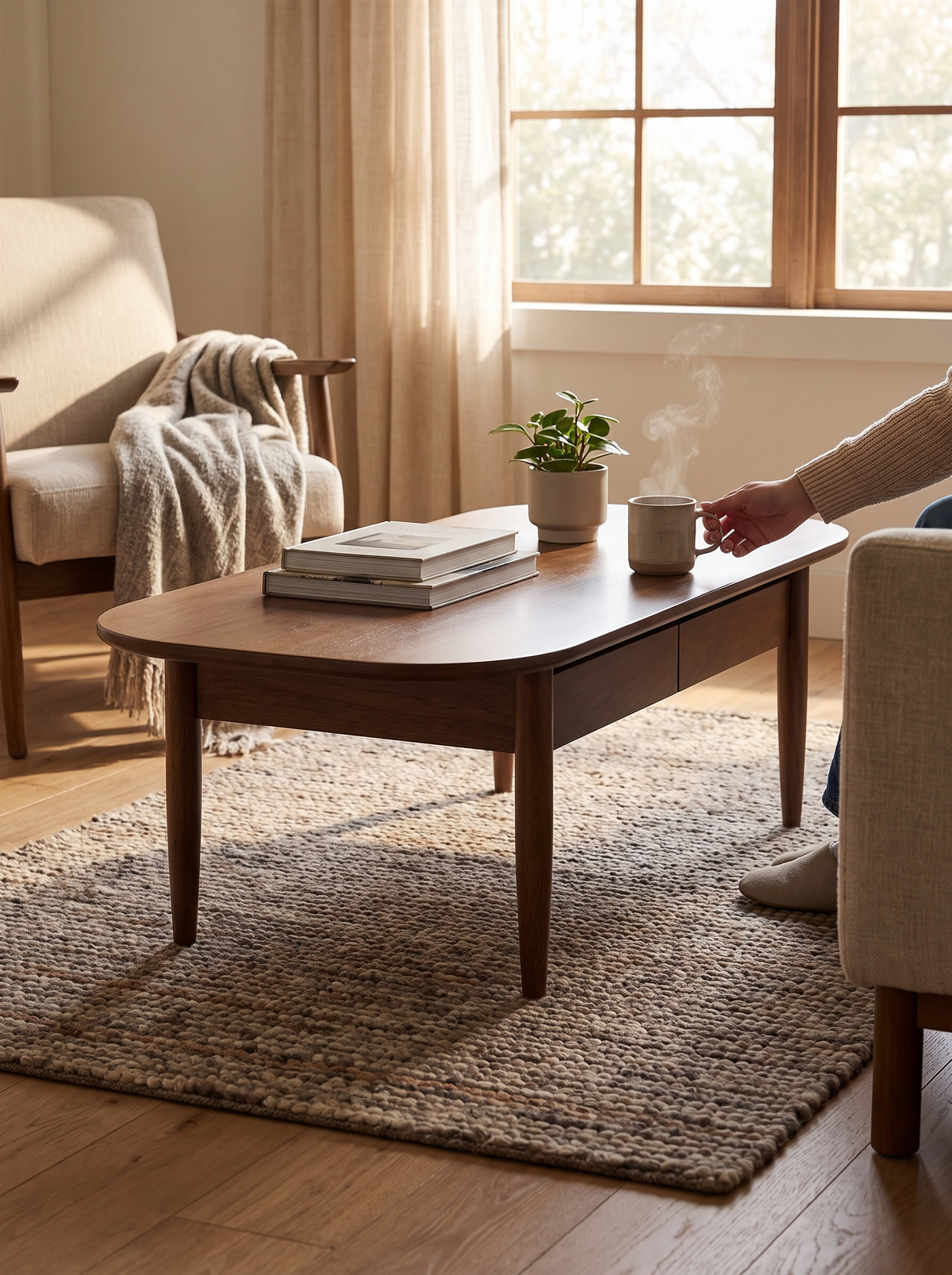 VISTA coffee table walnut warmth lifestyle