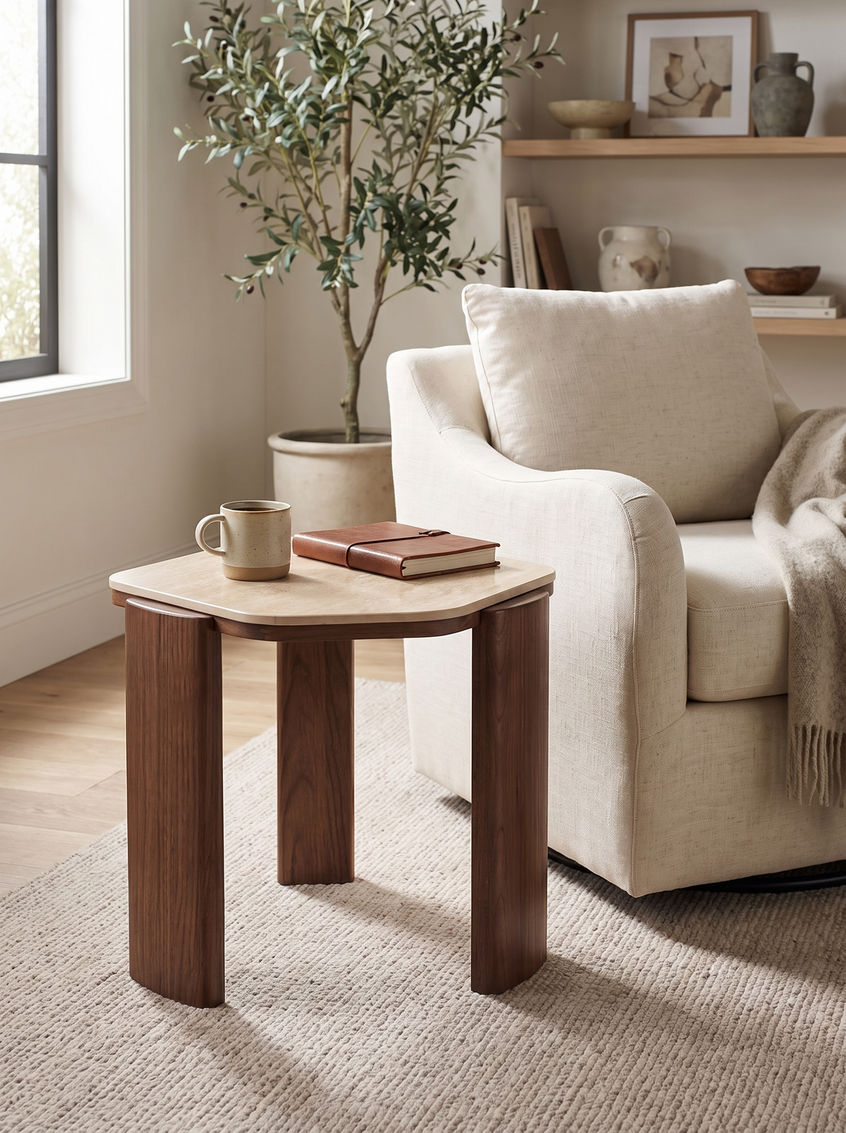 SILENCE coffee table set stone surface lifestyle