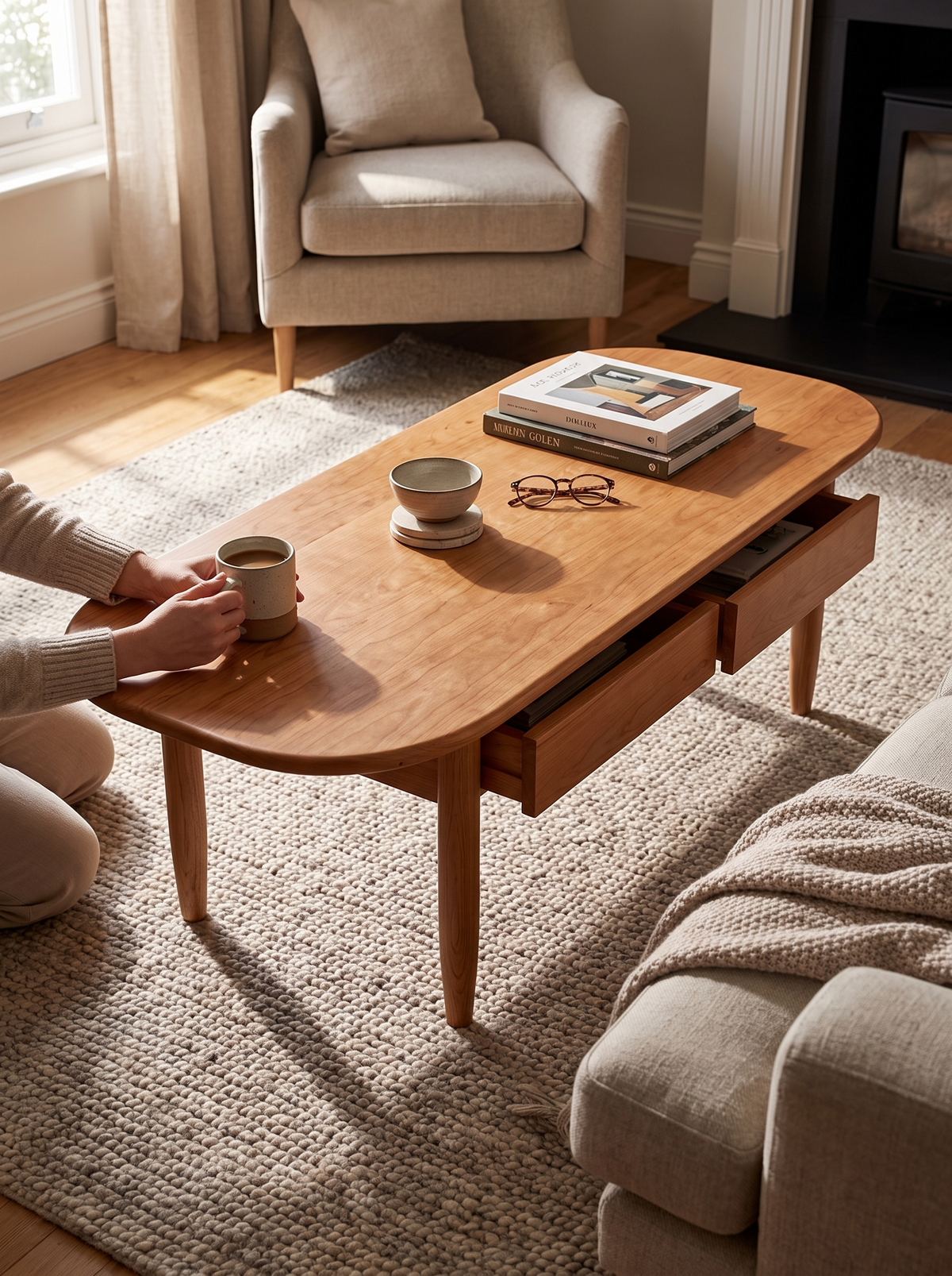 VISTA cherry coffee table wood warmth lifestyle