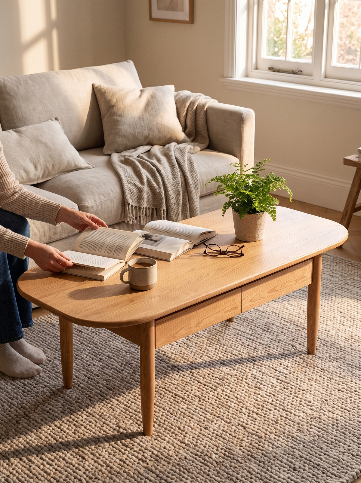 VISTA cherry coffee table spacious top lifestyle
