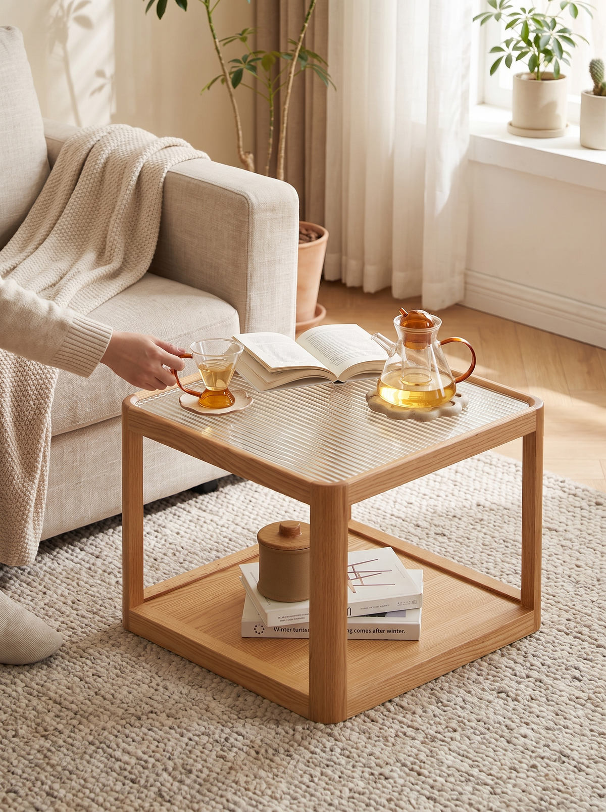 GLINT coffee table set nesting pair lifestyle