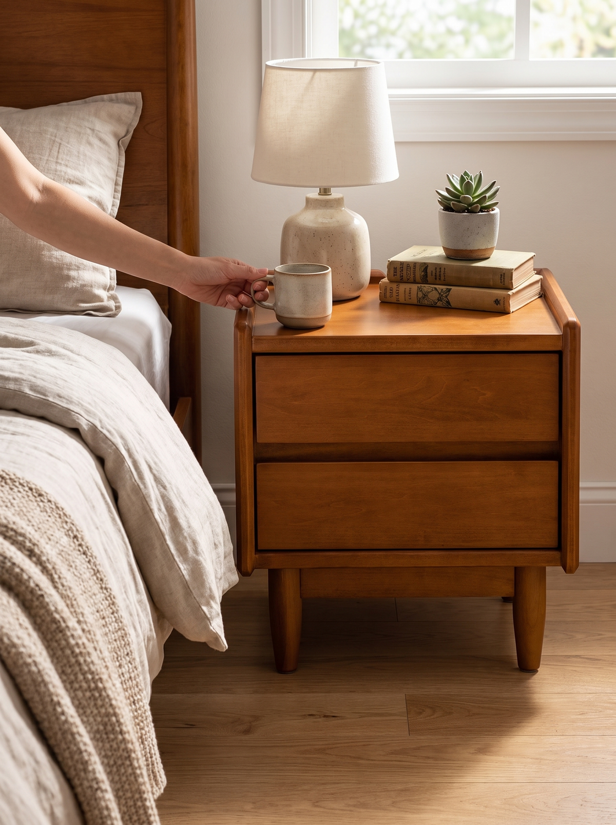 VISTA vintage side table turned base detail