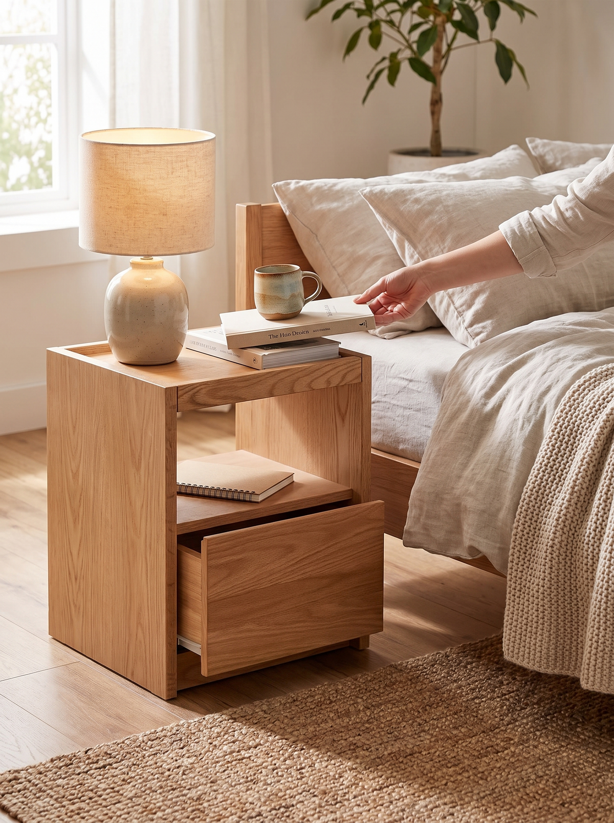 SUGAR oak side table pale finish