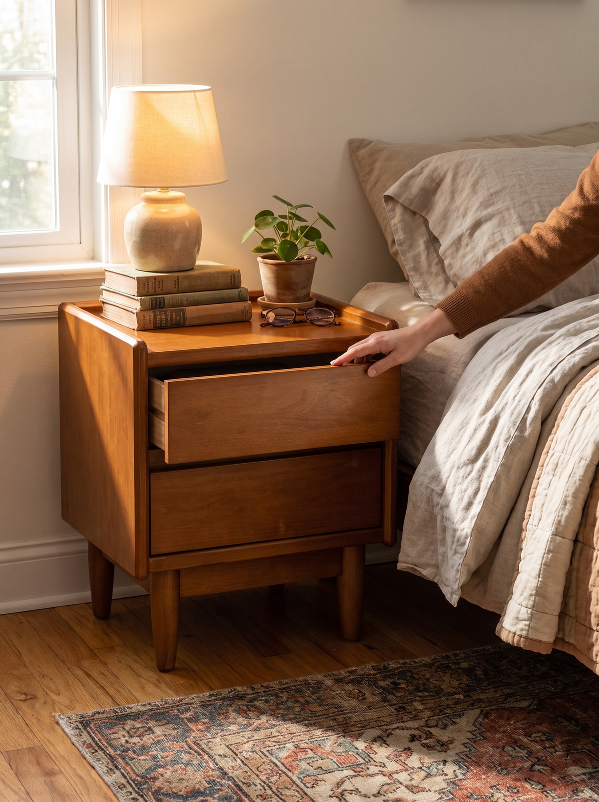 VISTA vintage boxwood side table patina