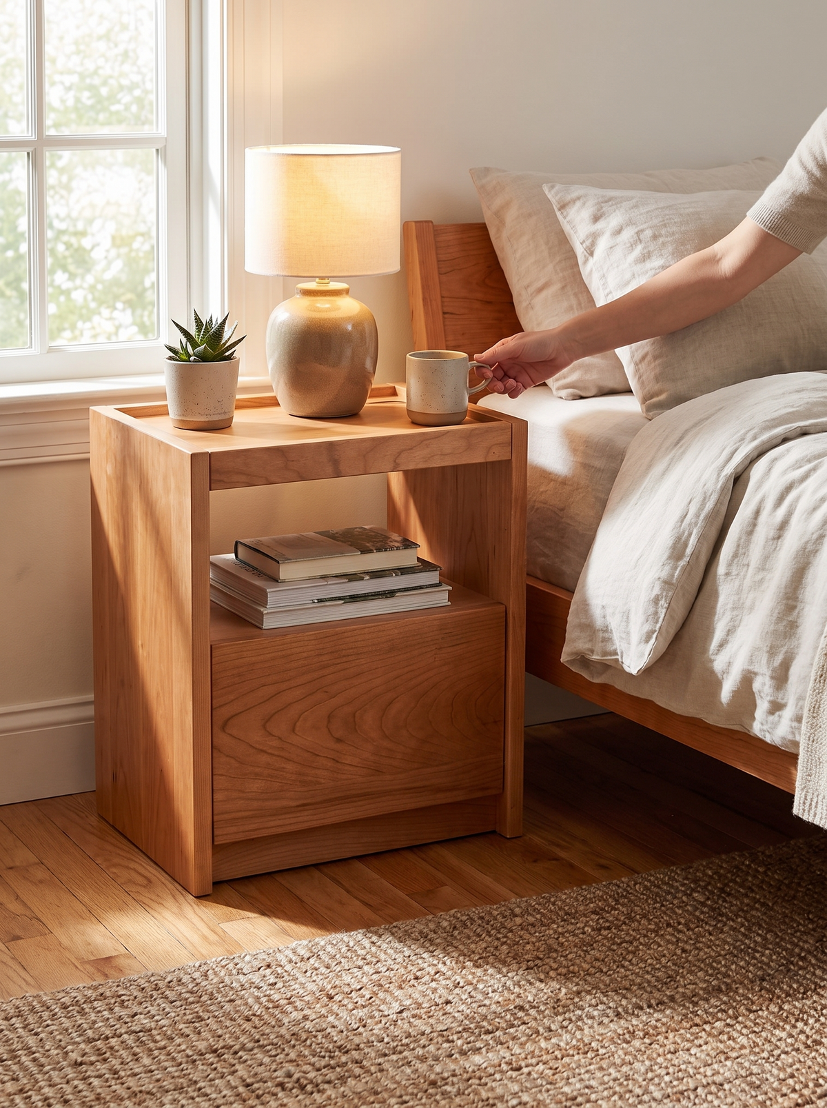 SUGAR cherry wood side table curves