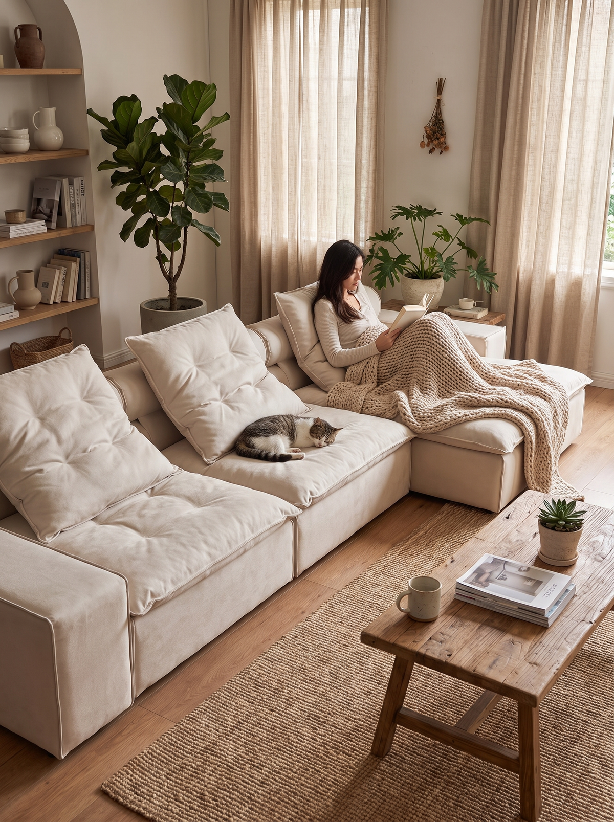BLOOM suede sectional soft touch